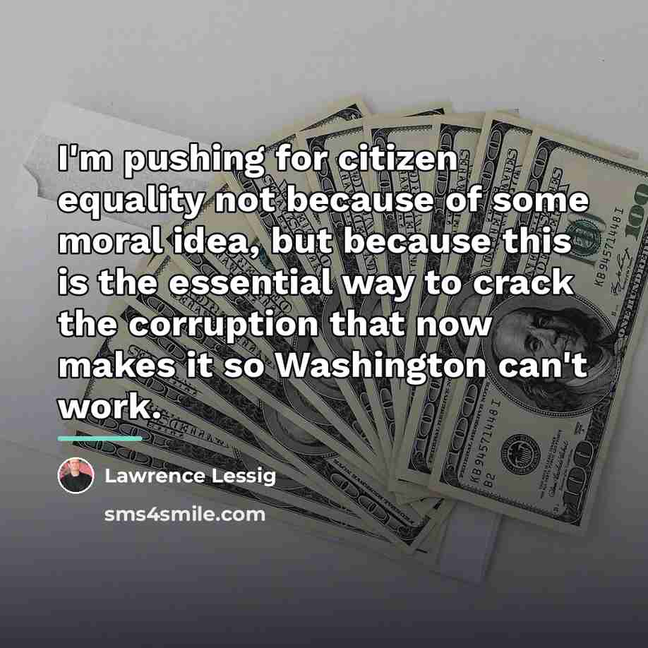 “I'm pushing for citizen equality not because of some moral…” quote by Lawrence Lessig