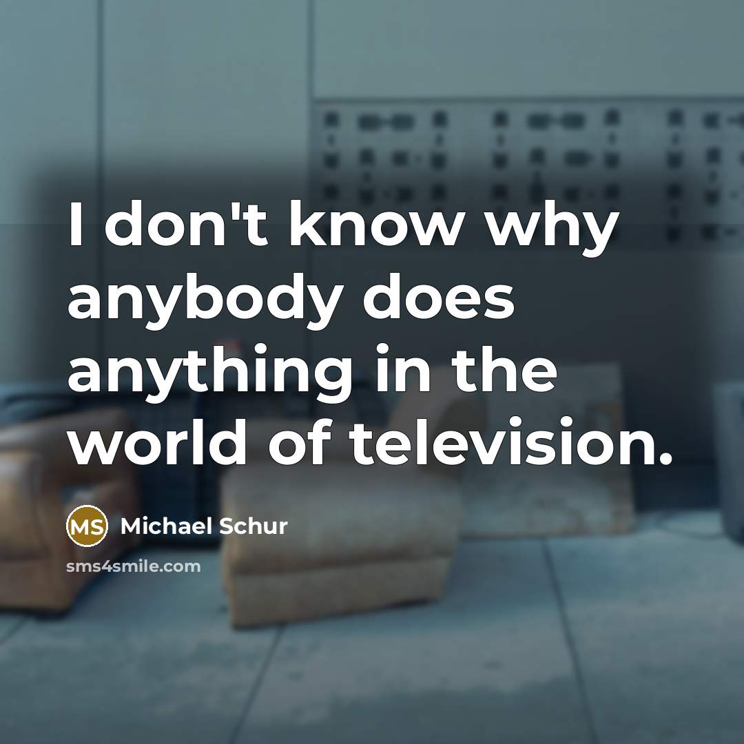 “I don't know why anybody does anything in the world…” quote by Michael Schur