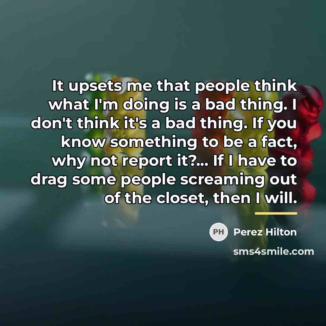 “It upsets me that people think what I'm doing is…” quote by Perez Hilton