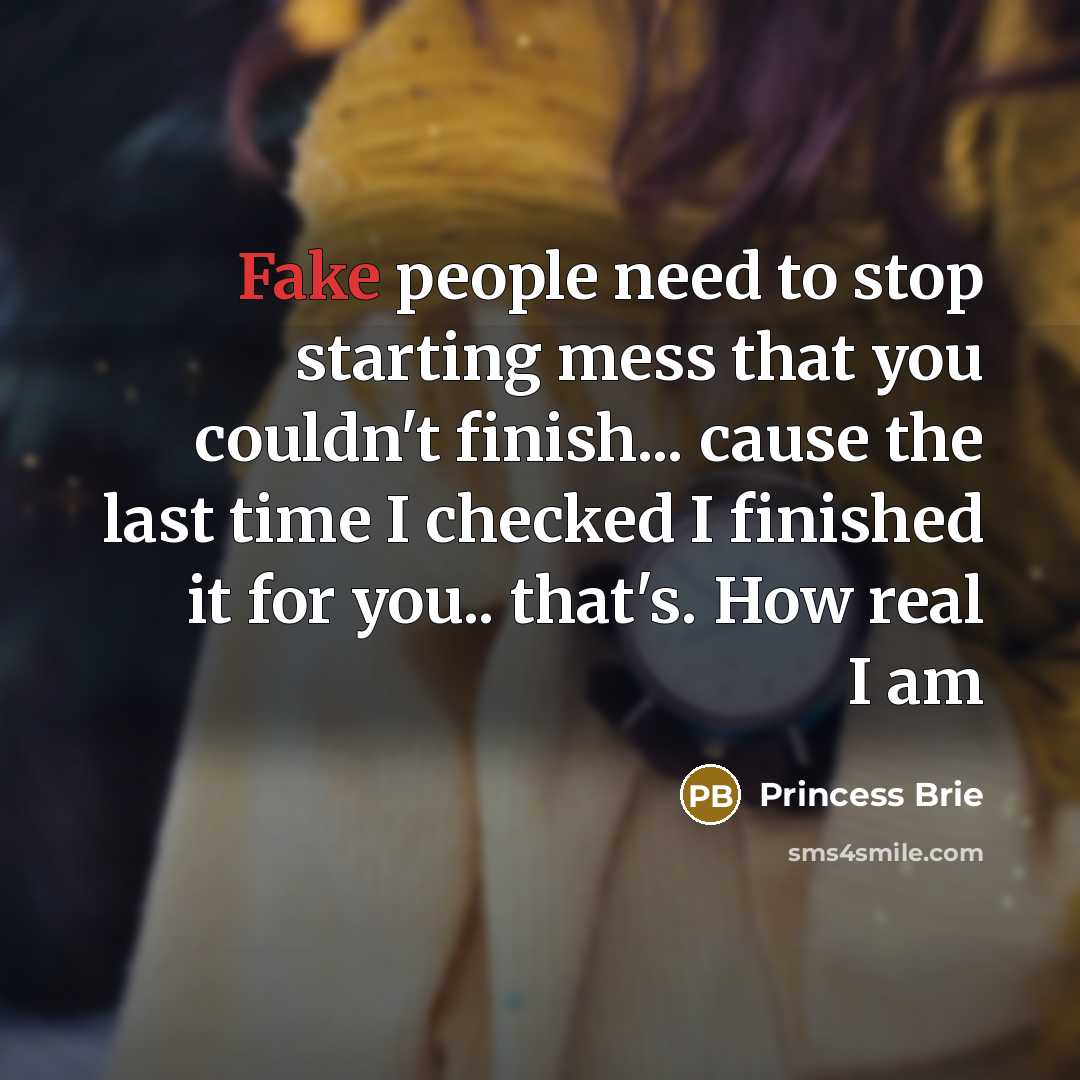 “Fake people need to stop starting mess that you couldn't…” quote by Princess Brie
