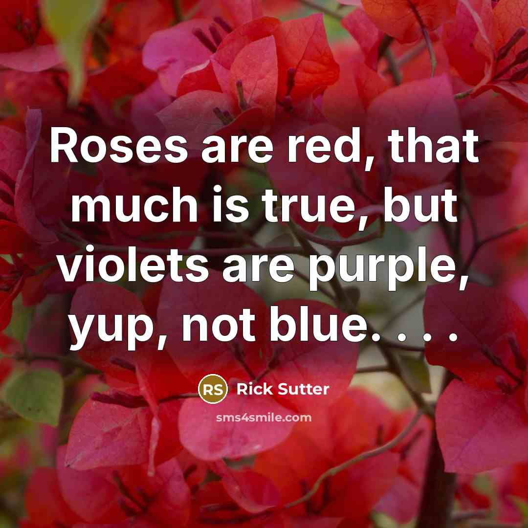 “Roses are red, that much is true, but violets are…” quote by Rick Sutter