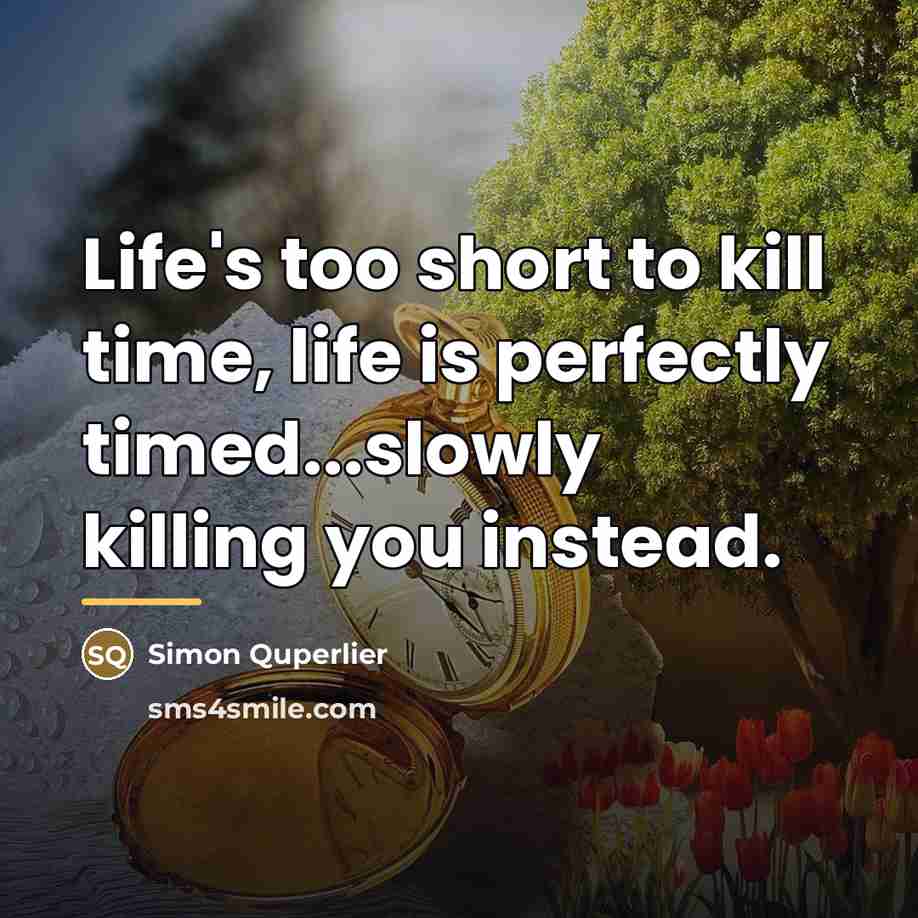 “Life's too short to kill time, life is perfectly timed...slowly…” quote by Simon Quperlier