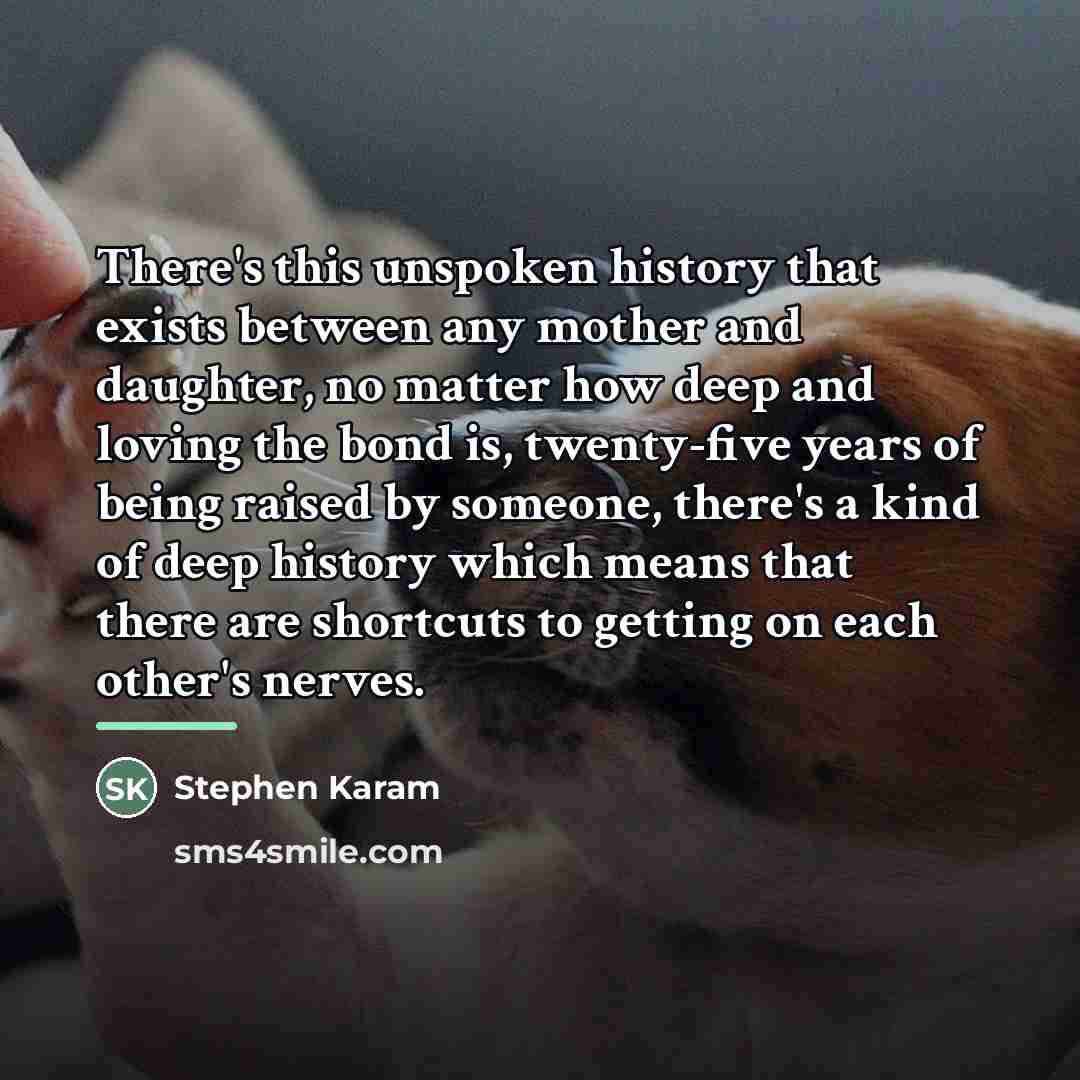 “There's this unspoken history that exists between any mother and…” quote by Stephen Karam