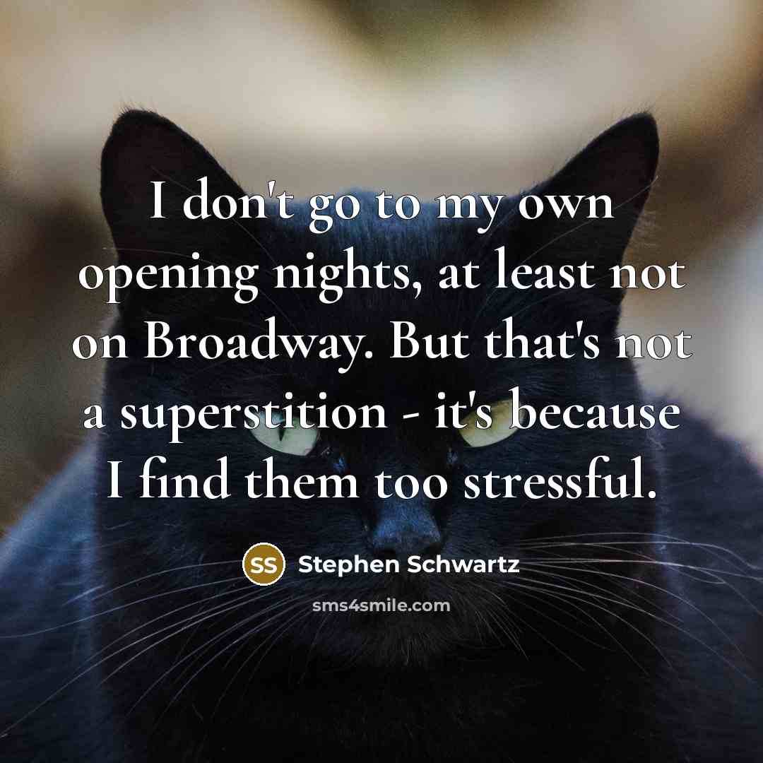 “I don't go to my own opening nights, at least…” quote by Stephen Schwartz