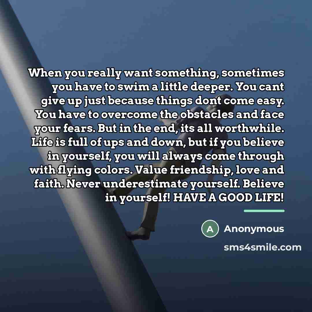 “When you really want something, sometimes you have to swim…” quote by Anonymous