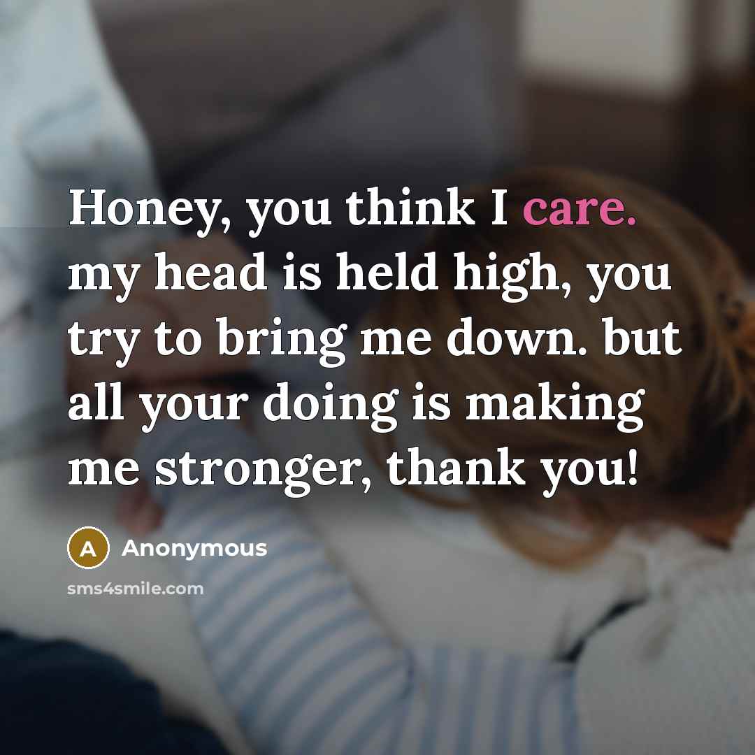 “Honey, you think I care. my head is held high,…” quote by Anonymous