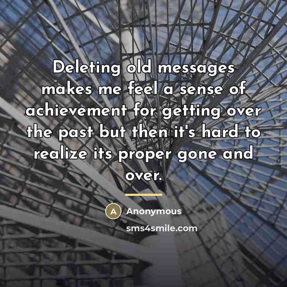 “Deleting old messages makes me feel a sense of achievement…” quote by Anonymous