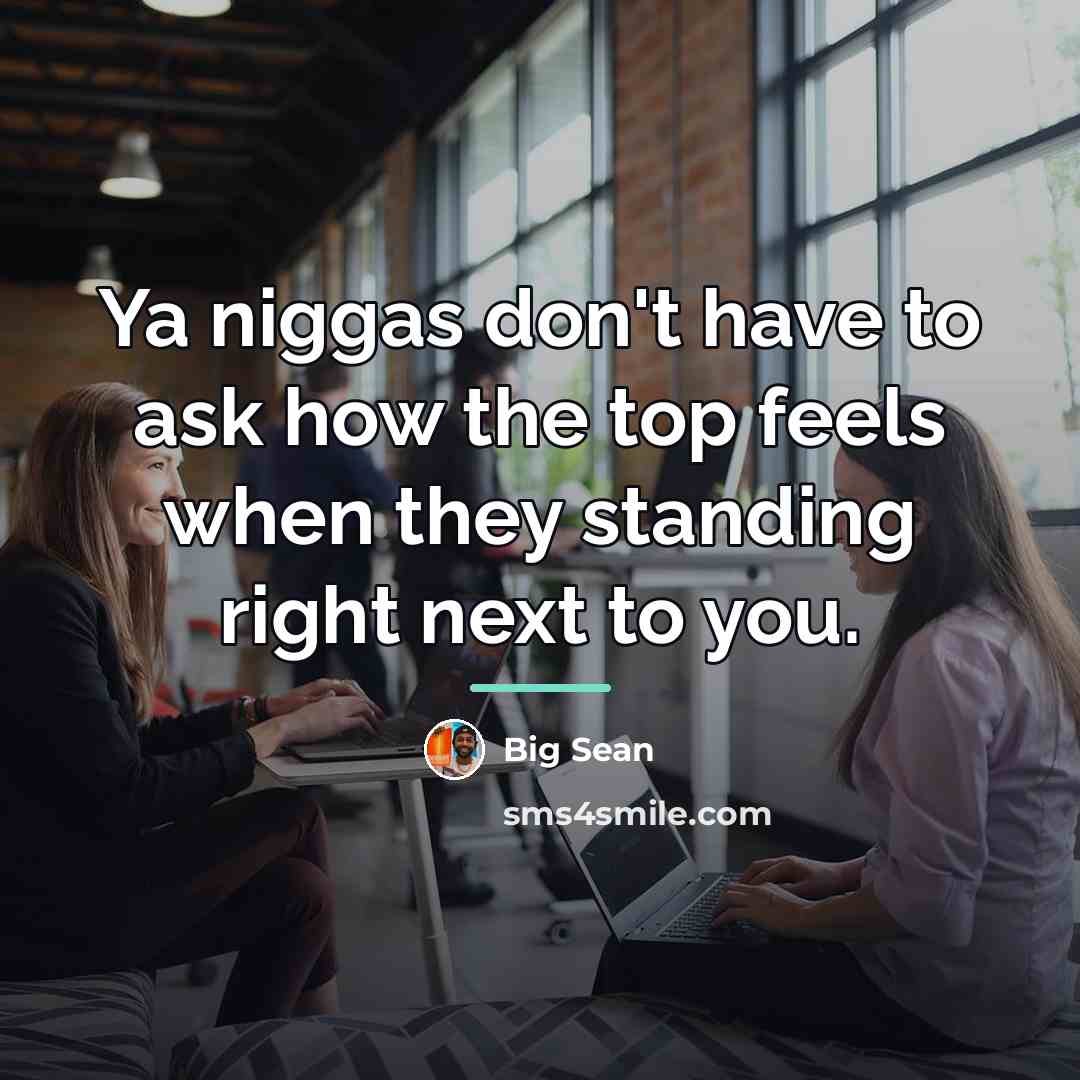 “Ya niggas don't have to ask how the top feels…” quote by Big Sean