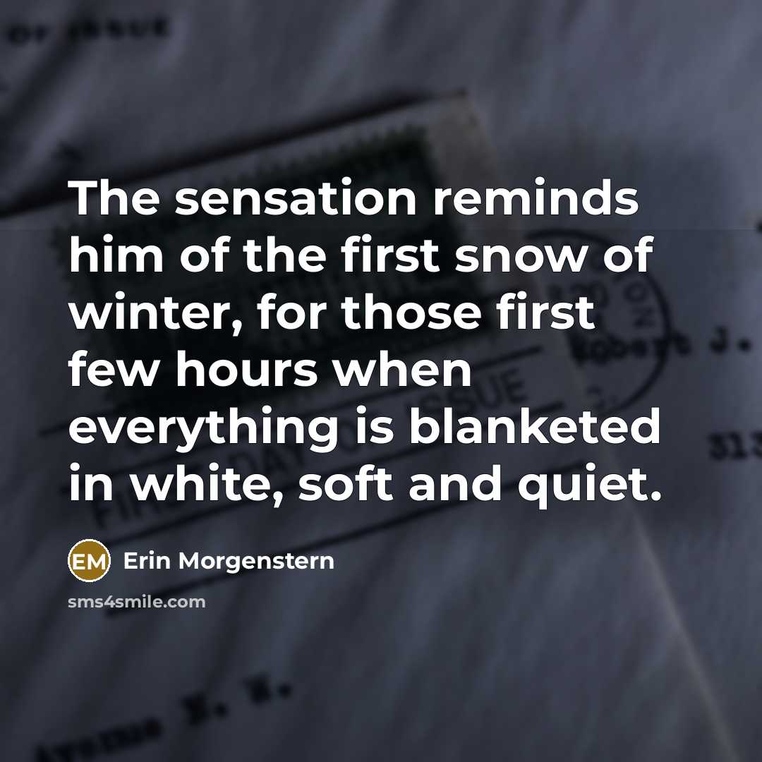 “The sensation reminds him of the first snow of winter,…” quote by Erin Morgenstern