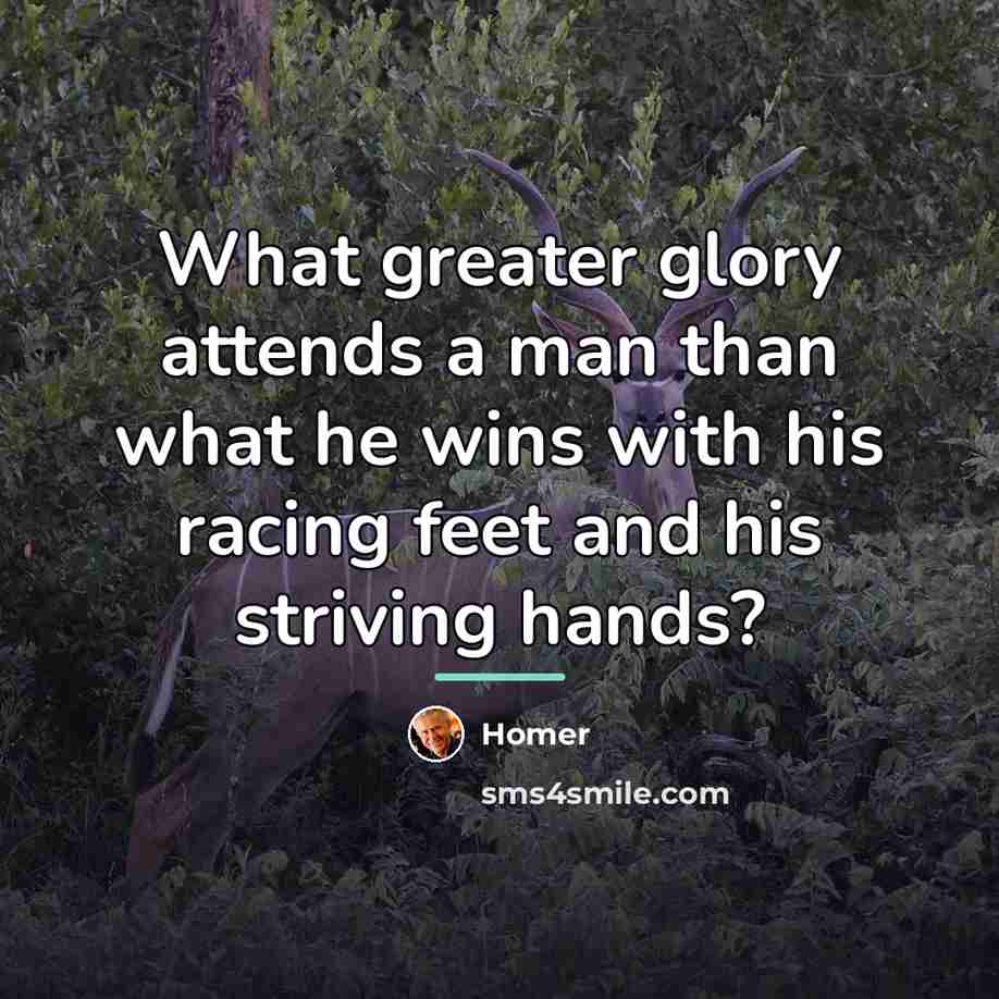 “What greater glory attends a man than what he wins…” quote by Homer