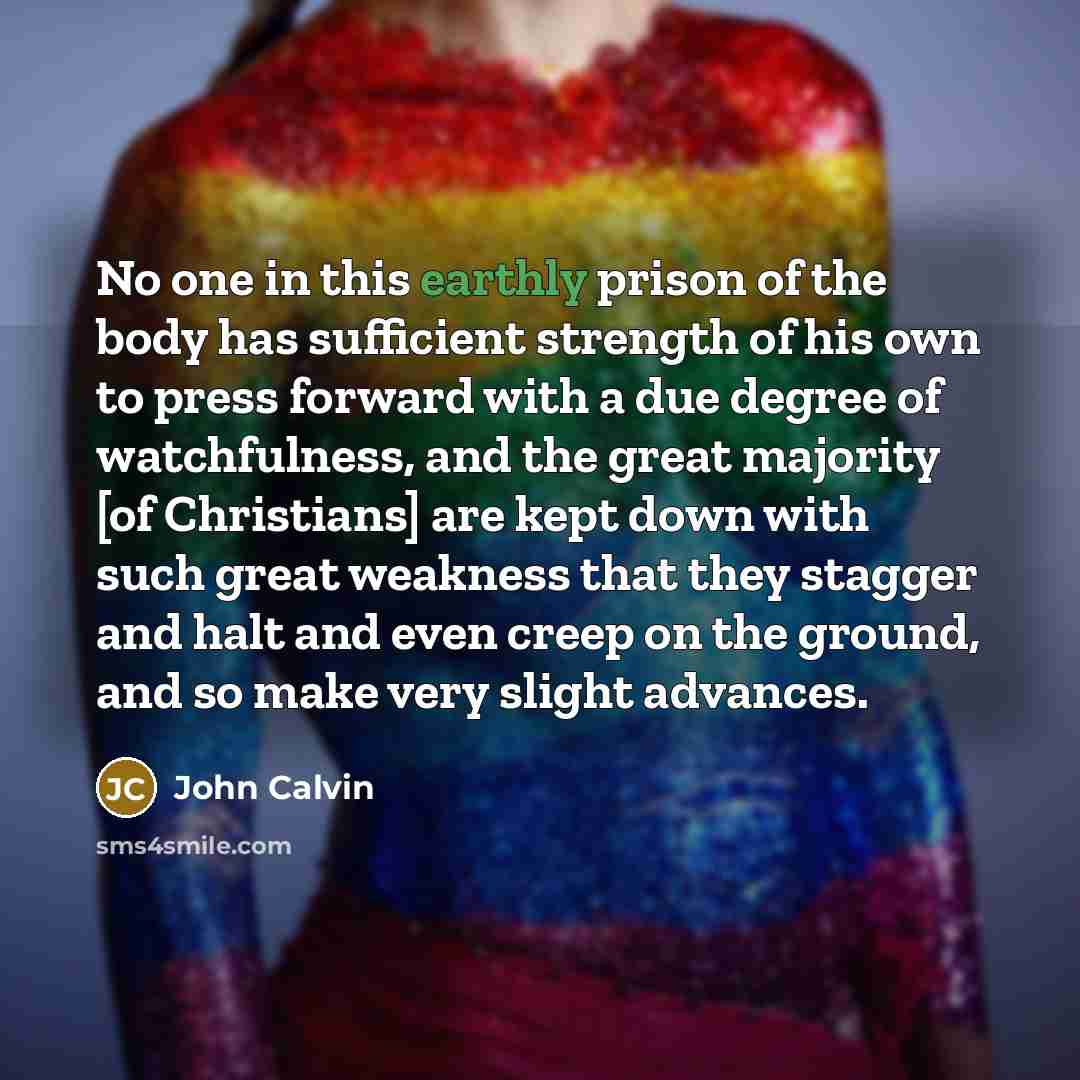 “No one in this earthly prison of the body has…” quote by John Calvin