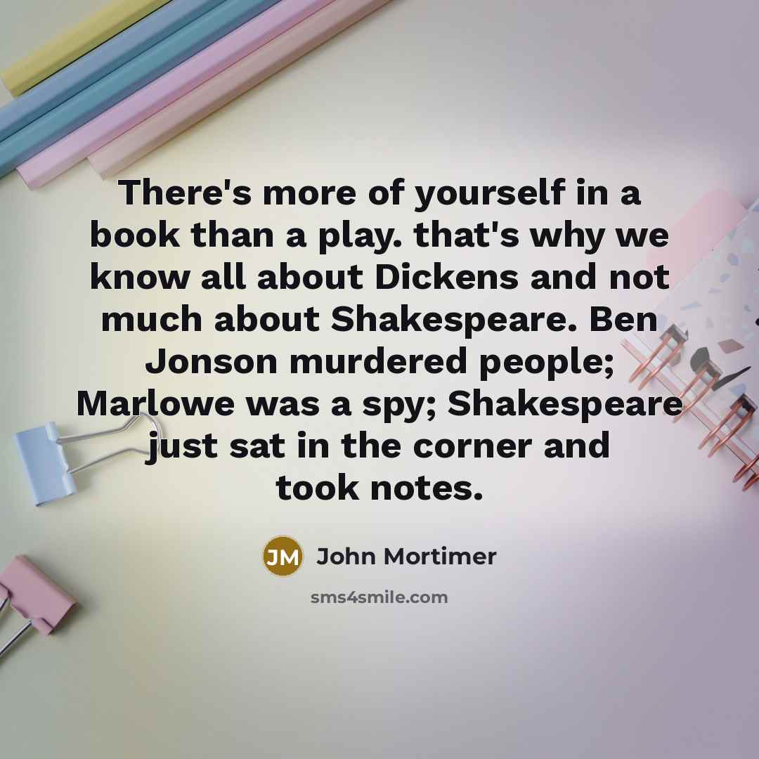 “There's more of yourself in a book than a play.…” quote by John Mortimer