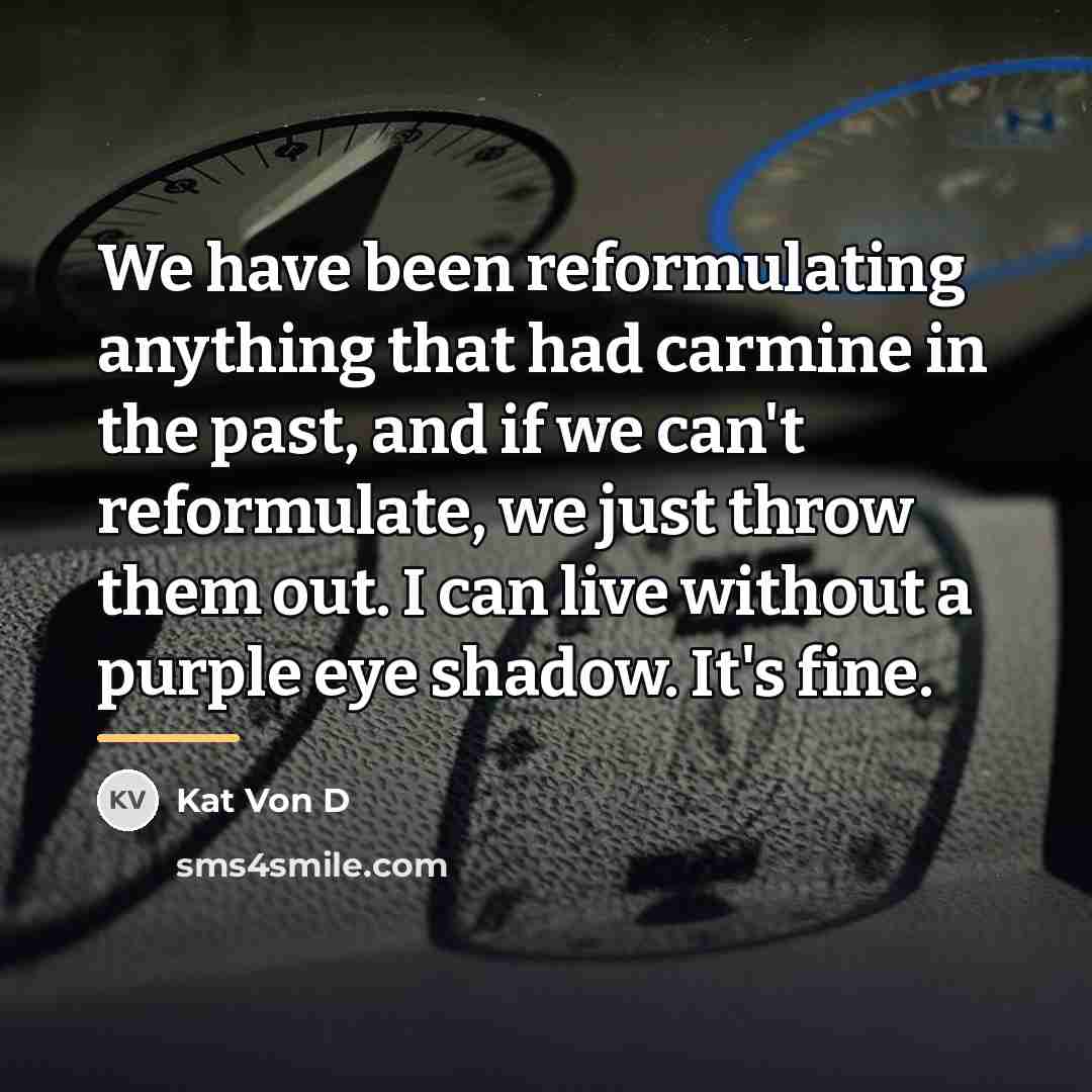 “We have been reformulating anything that had carmine in the…” quote by Kat Von D
