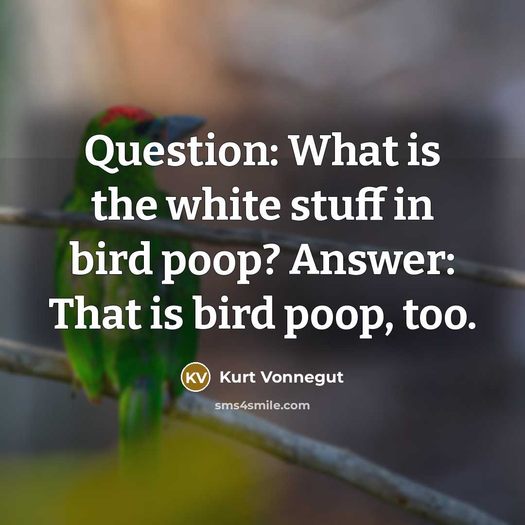 “Question: What is the white stuff in bird poop? Answer:…” quote by Kurt Vonnegut