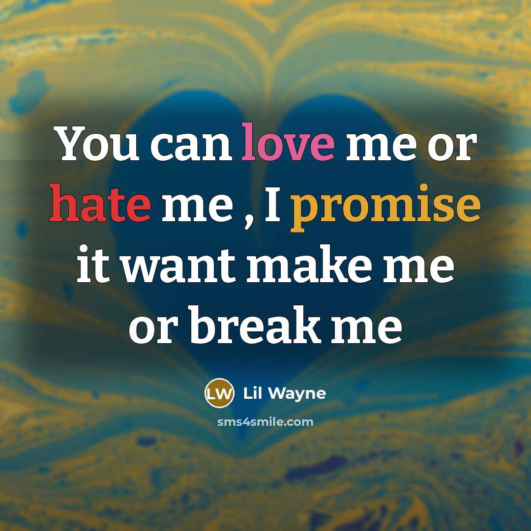 “You can love me or hate me , I promise it want make me or break me” quote by LiL Wayne