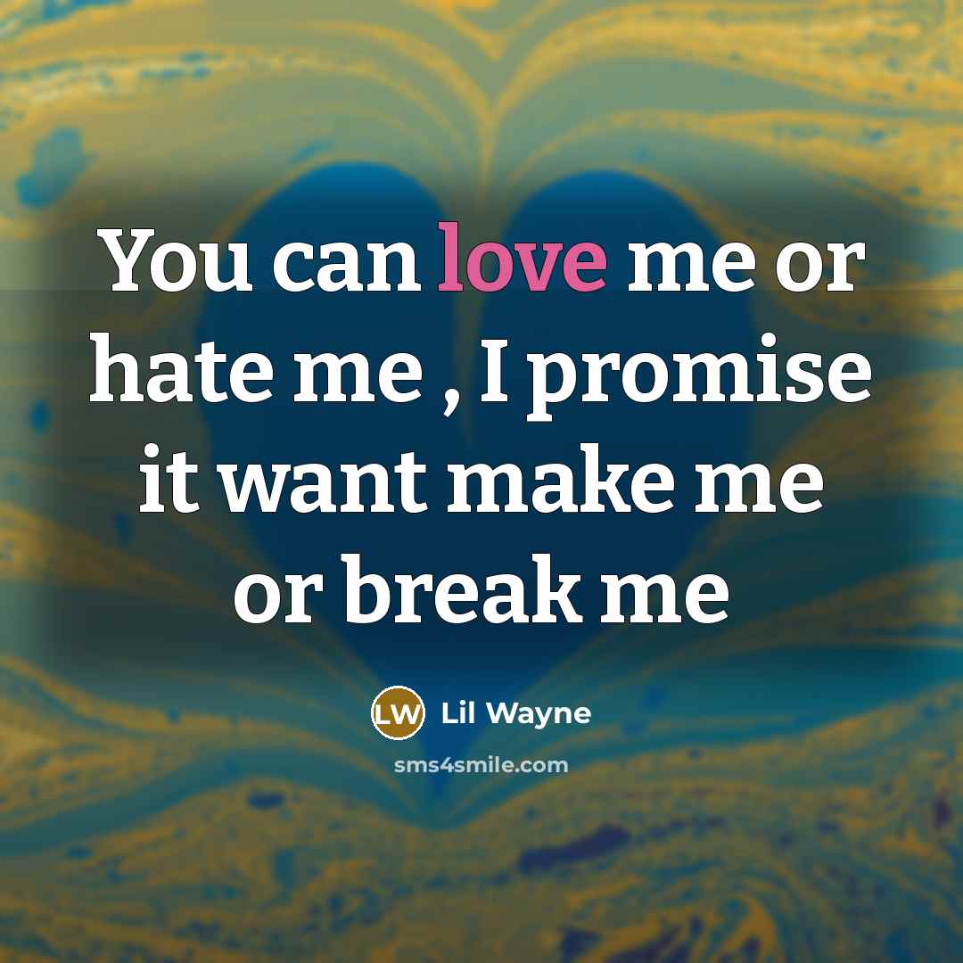 “You can love me or hate me , I promise…” quote by LiL Wayne