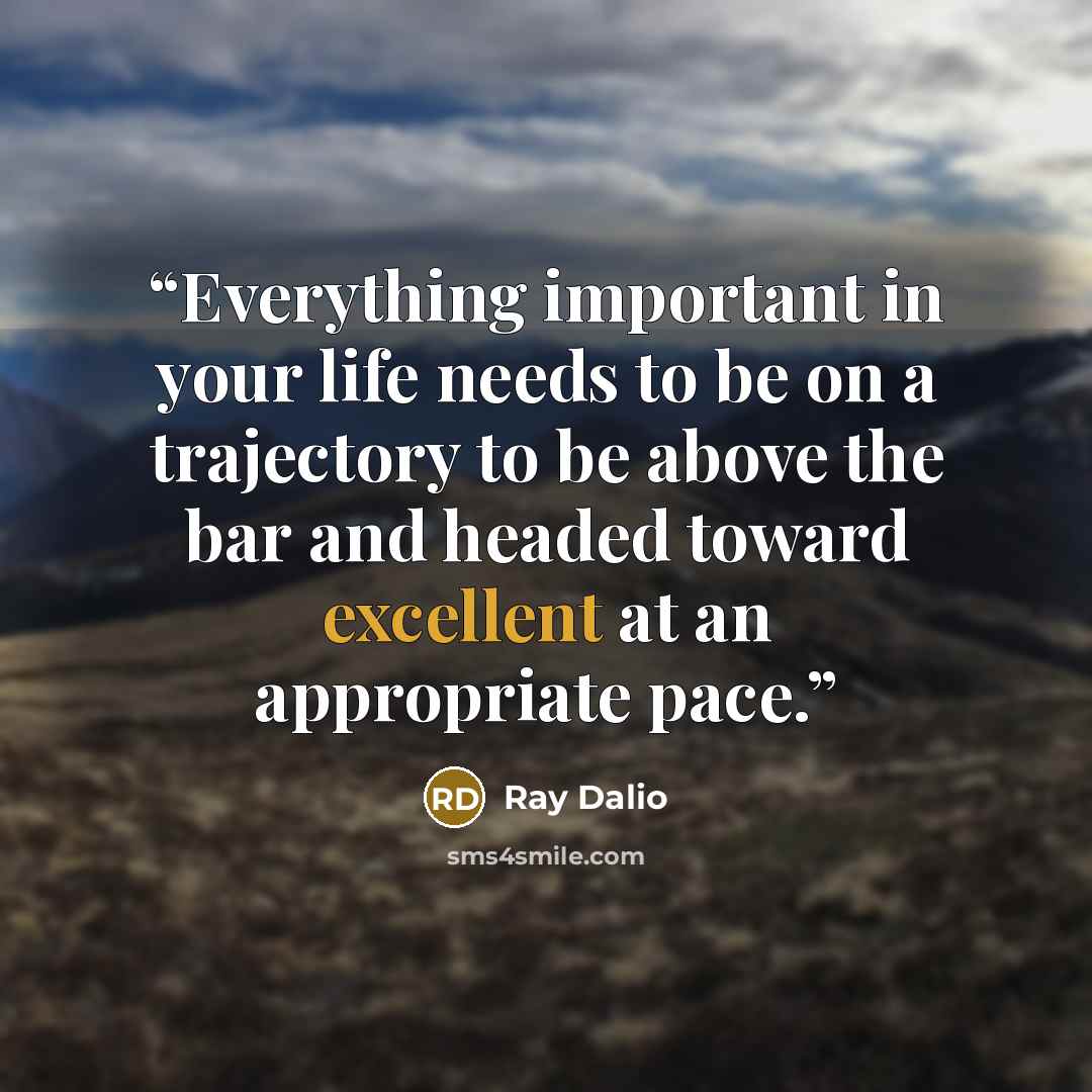 “Everything important in your life needs to be on a trajectory to be above the bar and headed toward excellent at an appropriate pace.” quote by Ray Dalio