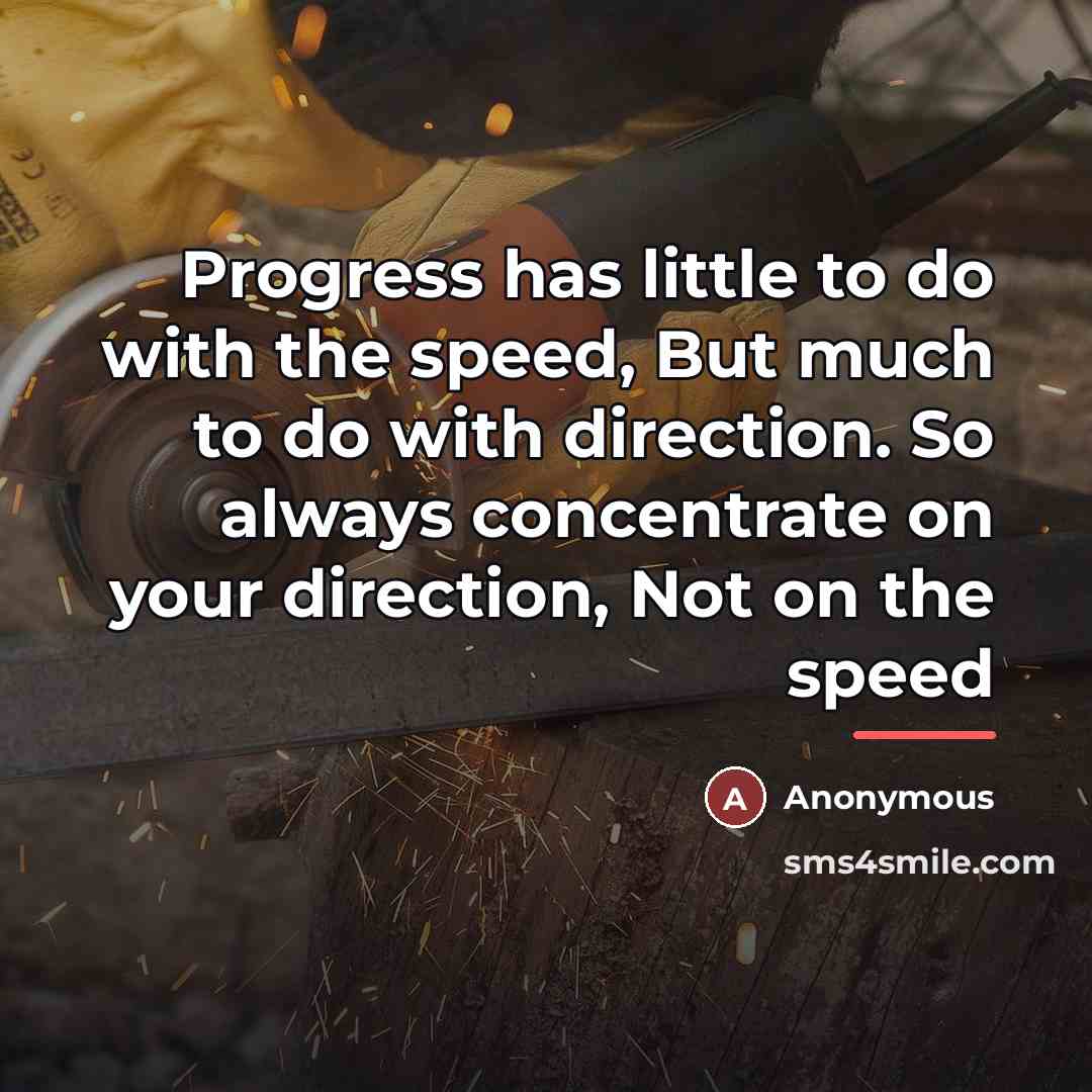 “Progress has little to do with the speed, But much…” quote by Anonymous