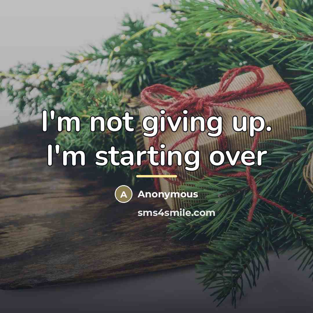 “I'm not giving up. I'm starting over…” quote by Anonymous
