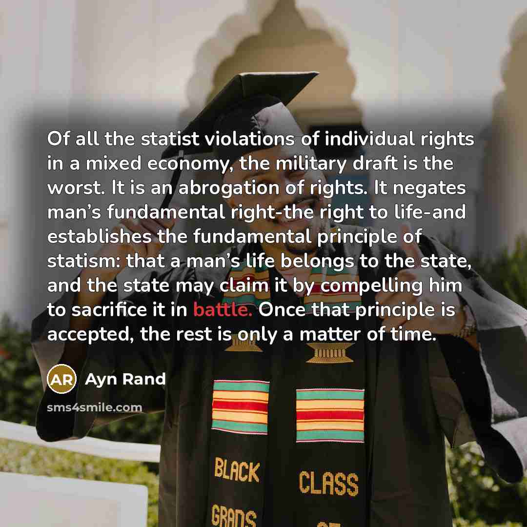 “Of all the statist violations of individual rights in a…” quote by Ayn Rand