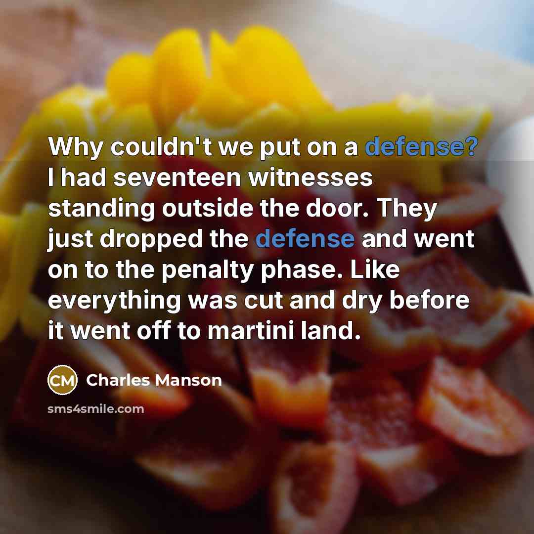 “Why couldn't we put on a defense? I had seventeen…” quote by Charles Manson