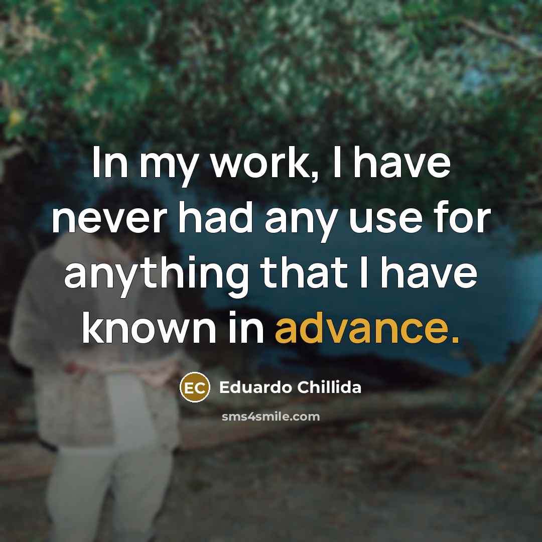 “In my work, I have never had any use for…” quote by Eduardo Chillida