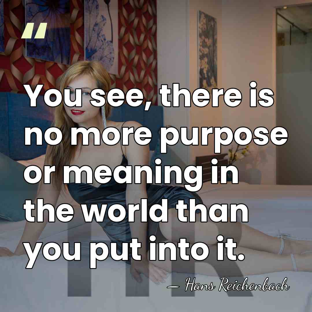 You see, there is no more purpose or meaning in the world&hellip; - Hans Reichenbach