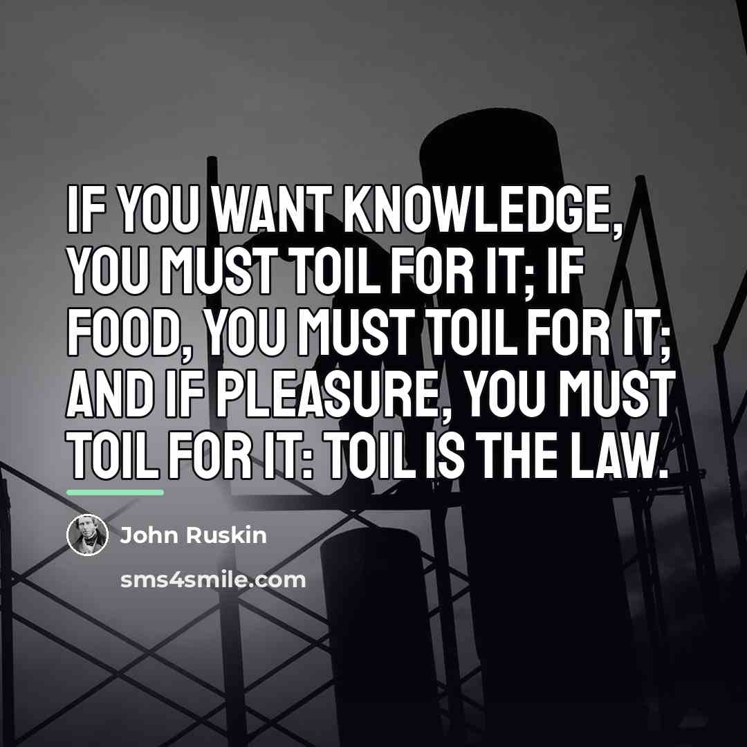 “If you want knowledge, you must toil for it; if…” quote by John Ruskin