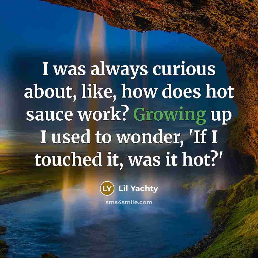 “I was always curious about, like, how does hot sauce…” quote by Lil Yachty