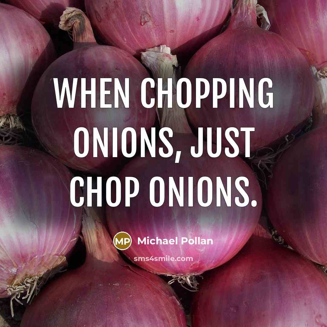 “When chopping onions, just chop onions.…” quote by Michael Pollan
