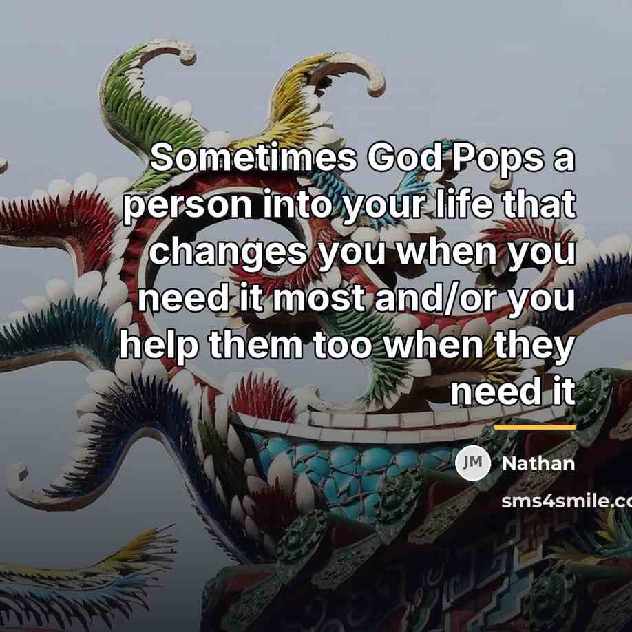 “Sometimes God Pops a person into your life that changes…” quote by Nathan