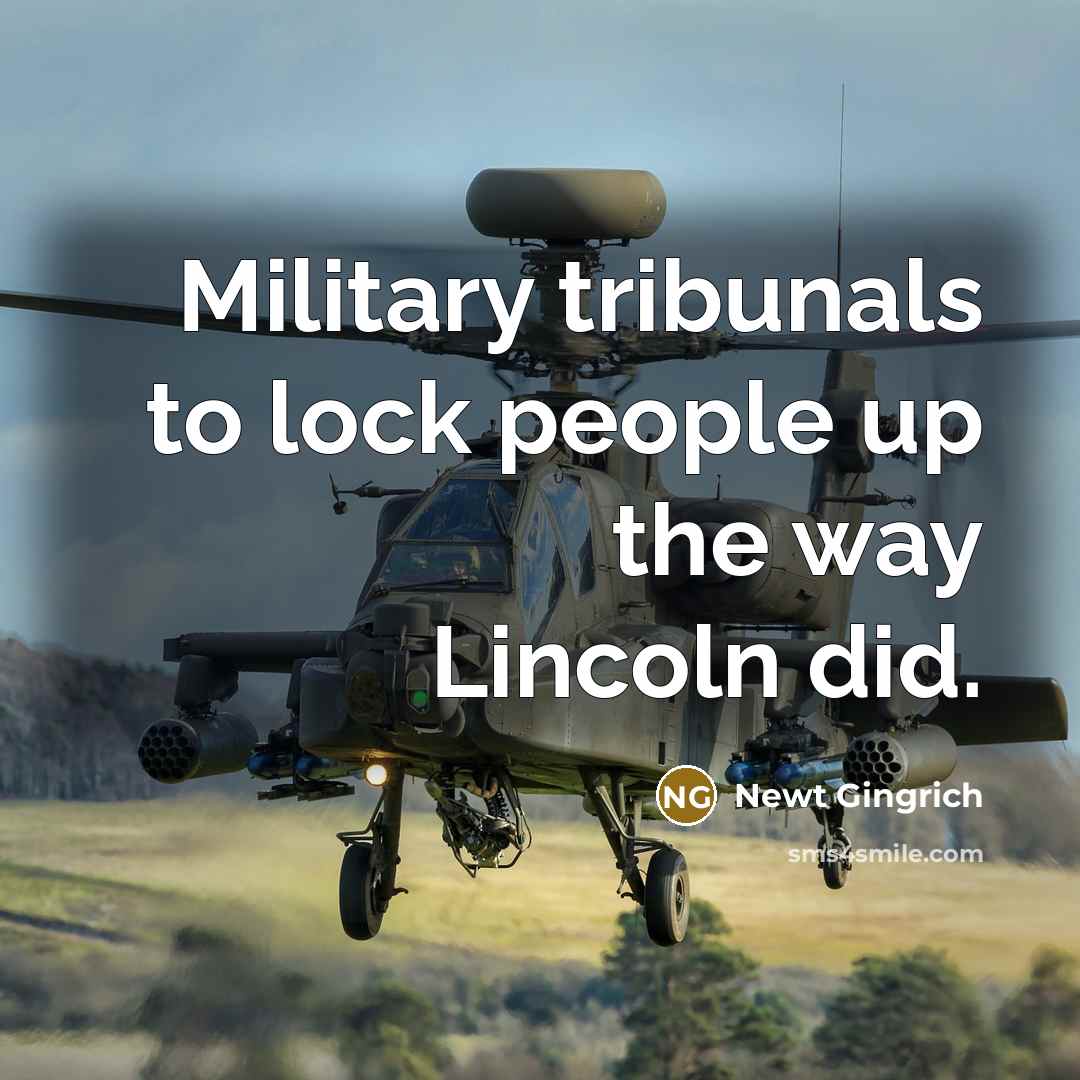 “Military tribunals to lock people up the way Lincoln did.…” quote by Newt Gingrich