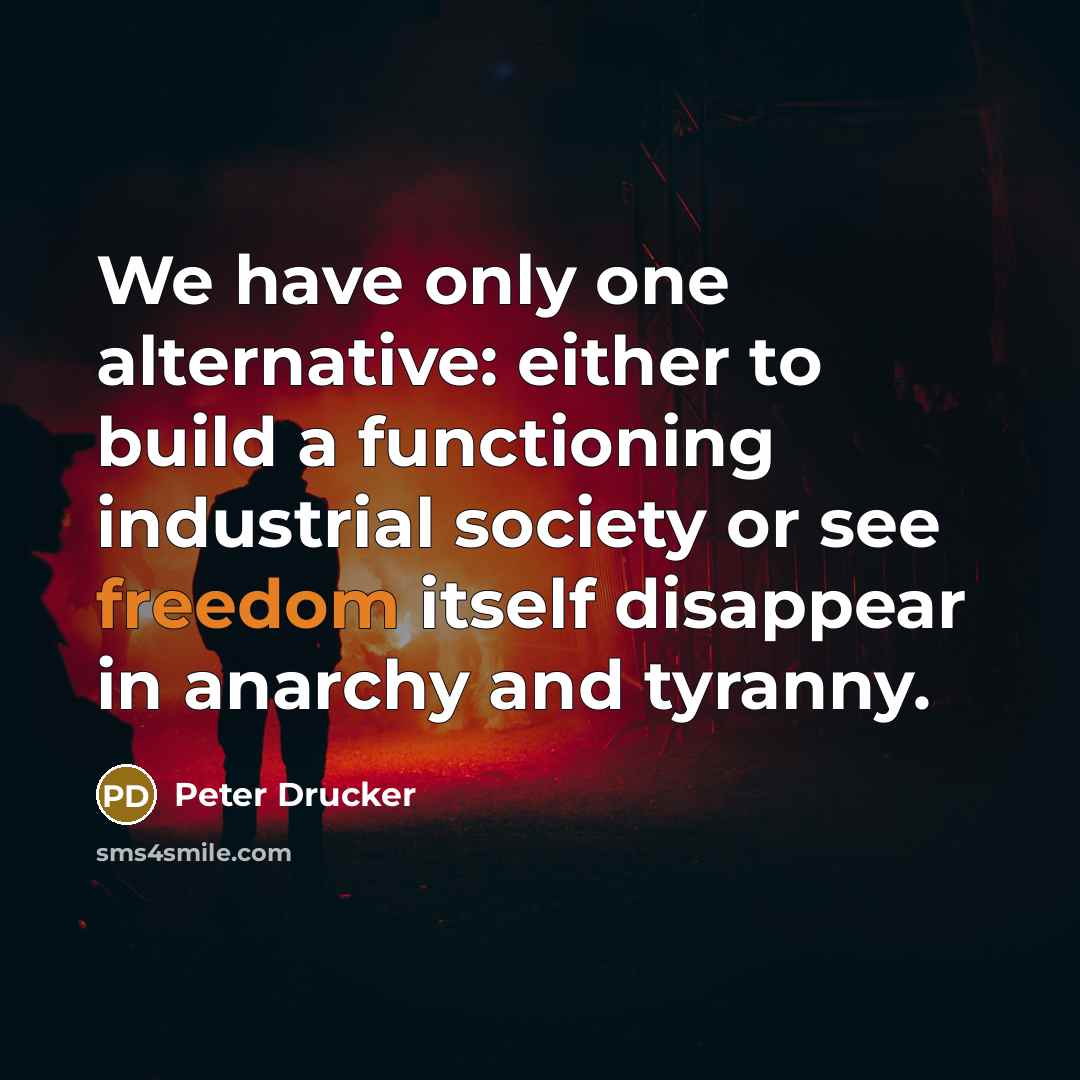 “We have only one alternative: either to build a functioning…” quote by Peter Drucker