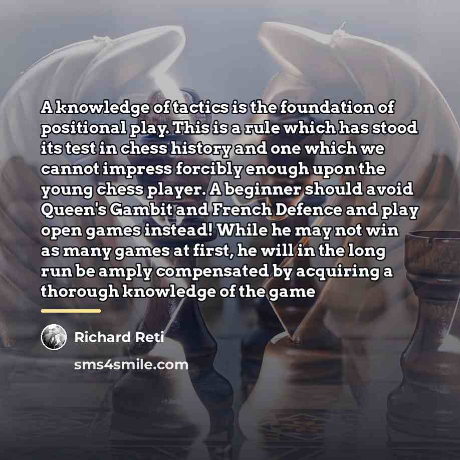 “A knowledge of tactics is the foundation of positional play.…” quote by Richard Reti