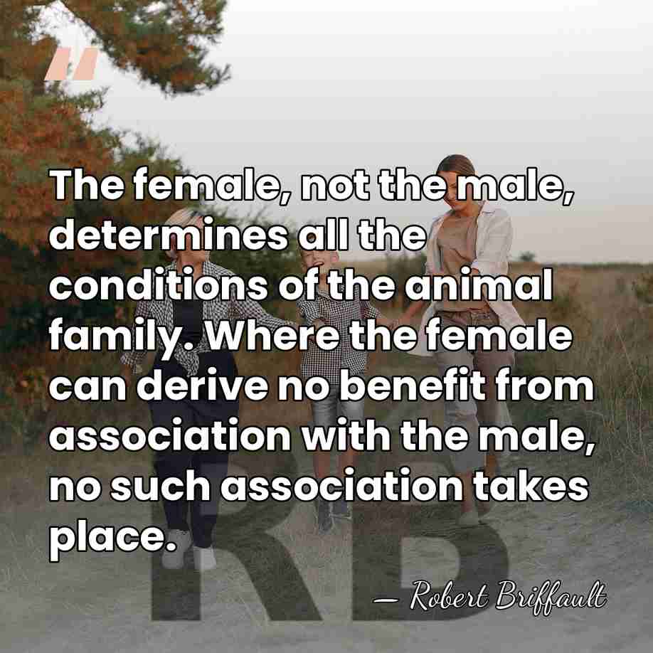 The female, not the male, determines all the conditions of the animal&hellip; - Robert Briffault
