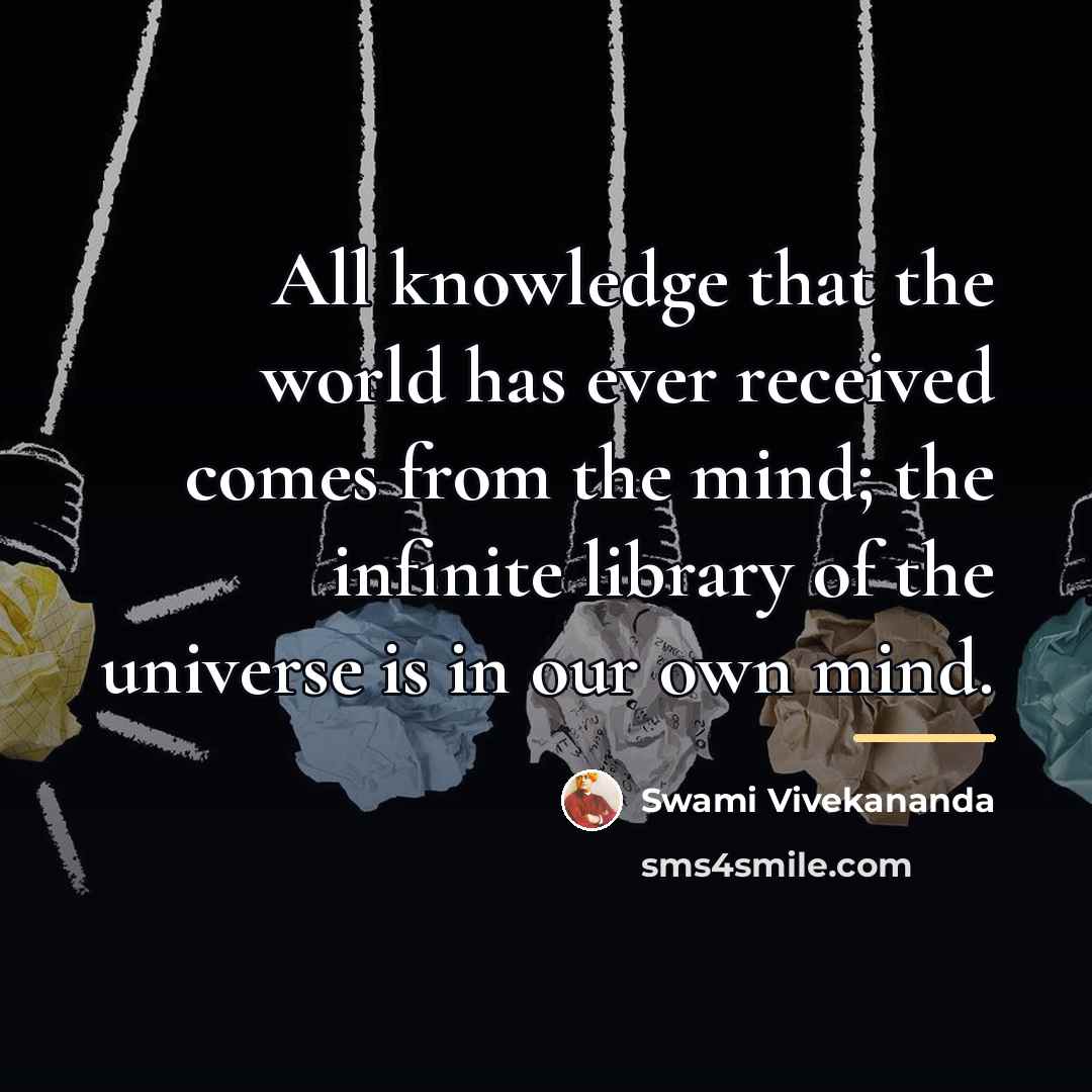 “All knowledge that the world has ever received comes from…” quote by Swami Vivekananda