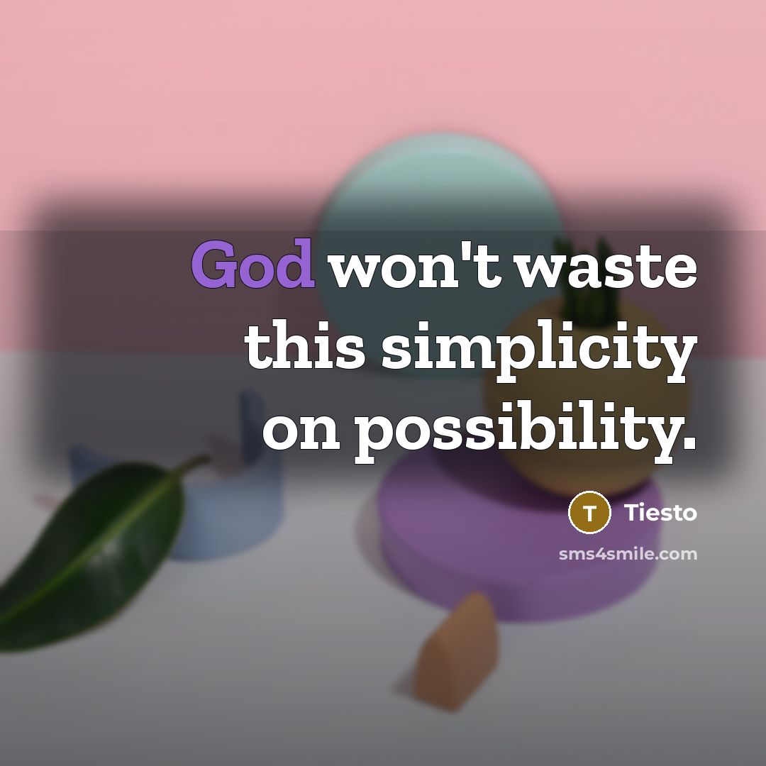 “God won't waste this simplicity on possibility.…” quote by Tiesto