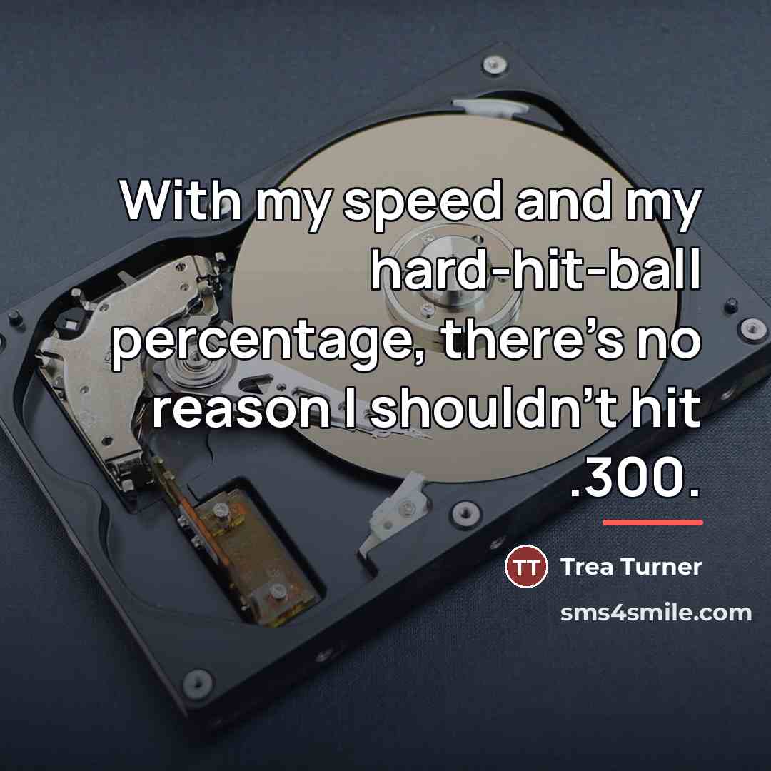 “With my speed and my hard-hit-ball percentage, there's no reason…” quote by Trea Turner