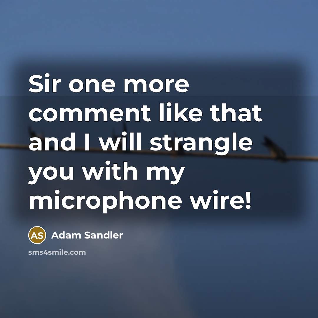 “Sir one more comment like that and I will strangle…” quote by Adam Sandler