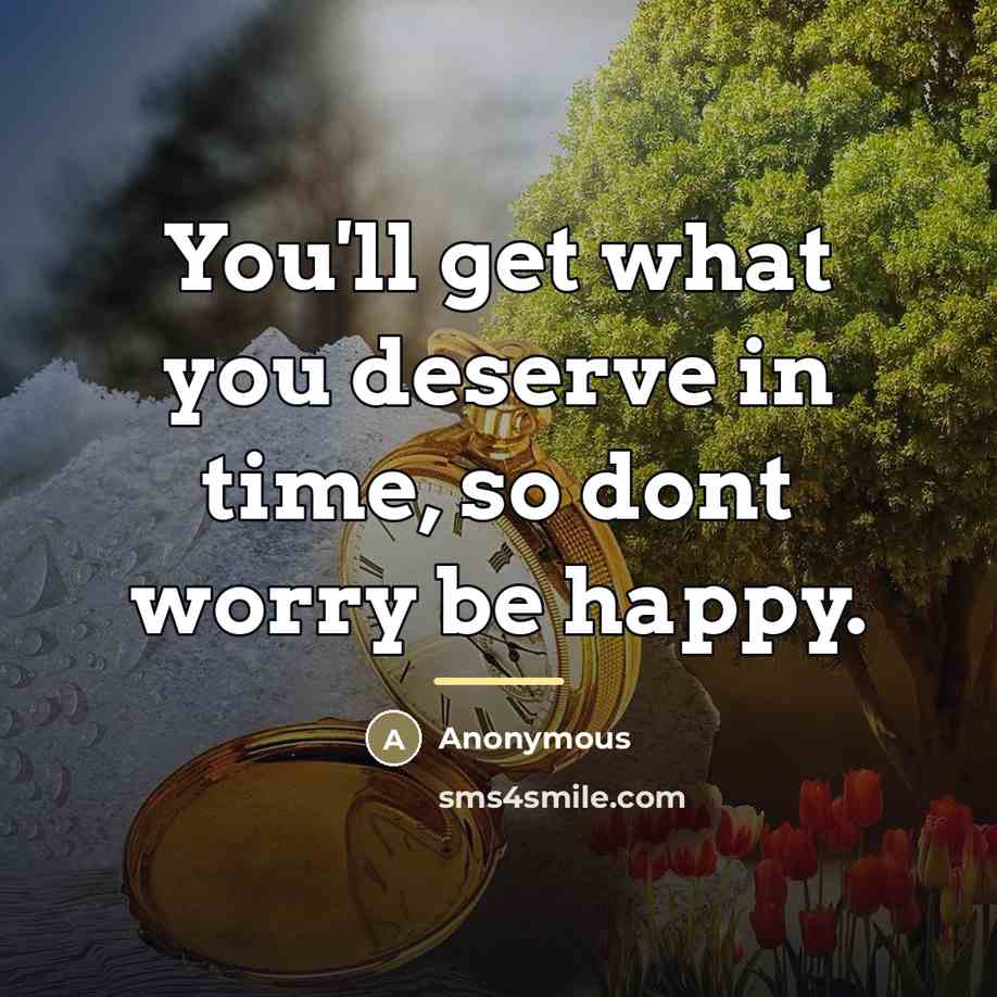 “You'll get what you deserve in time, so dont worry…” quote by Anonymous
