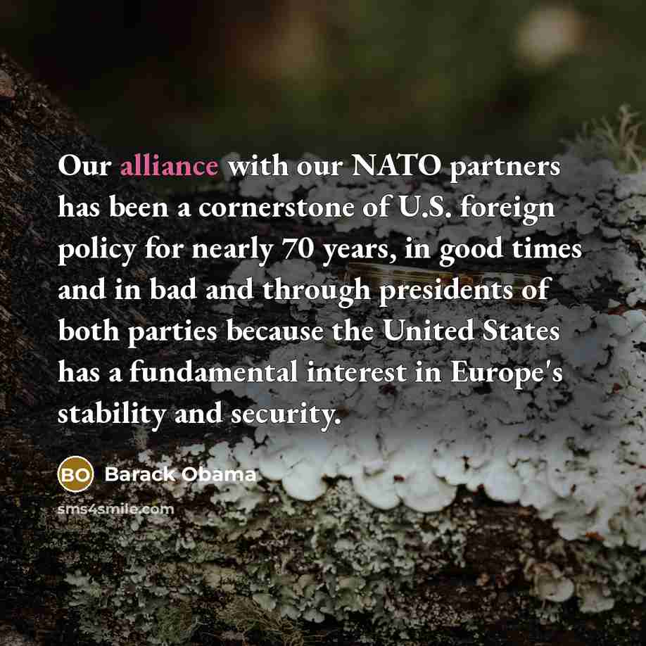 “Our alliance with our NATO partners has been a cornerstone…” quote by Barack Obama