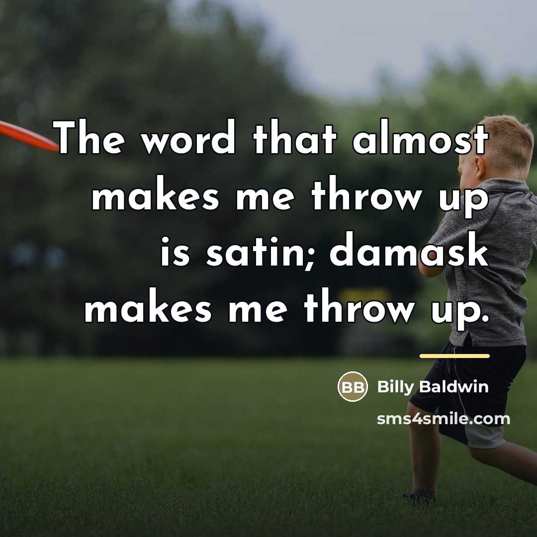 “The word that almost makes me throw up is satin;…” quote by Billy Baldwin