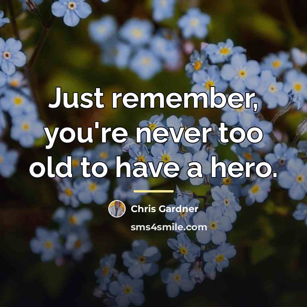 “Just remember, you're never too old to have a hero.…” quote by Chris Gardner