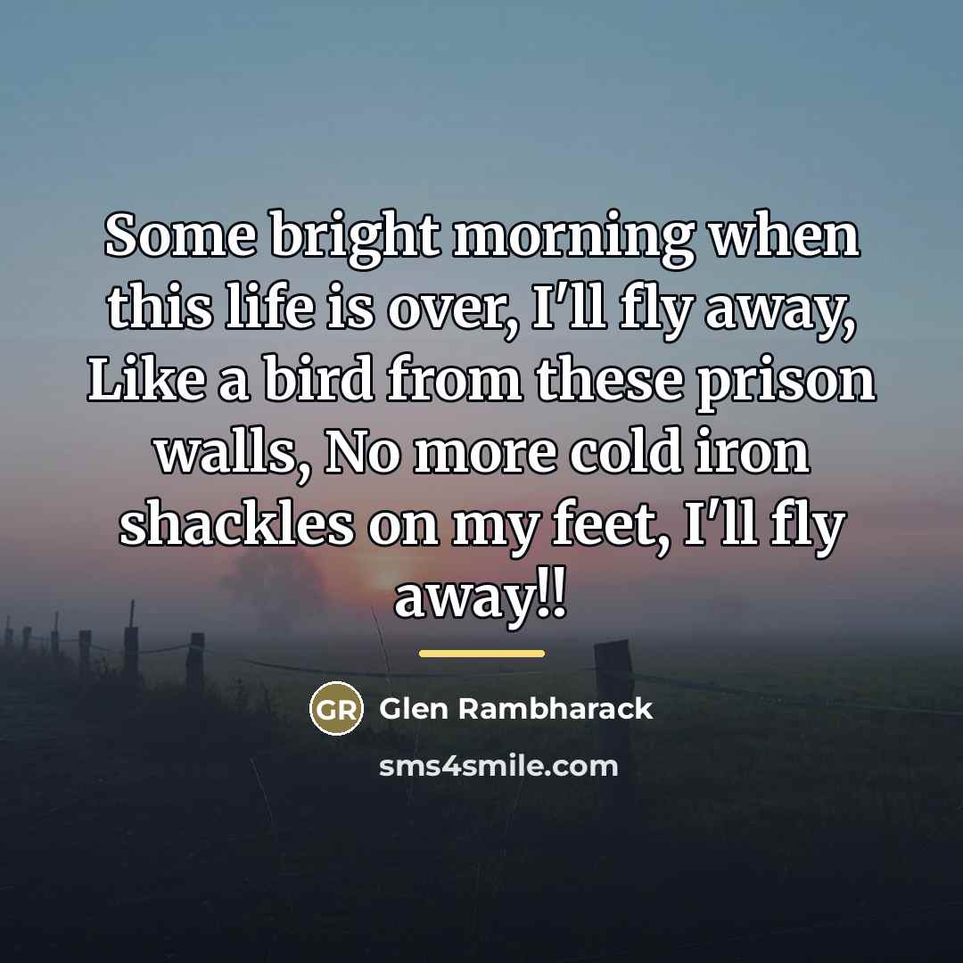 “Some bright morning when this life is over, I'll fly…” quote by Glen Rambharack