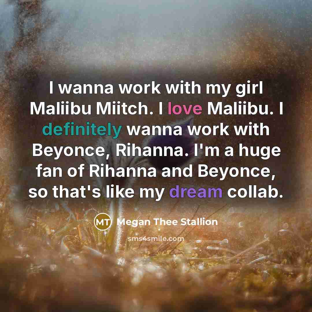 “I wanna work with my girl Maliibu Miitch. I love…” quote by Megan Thee Stallion