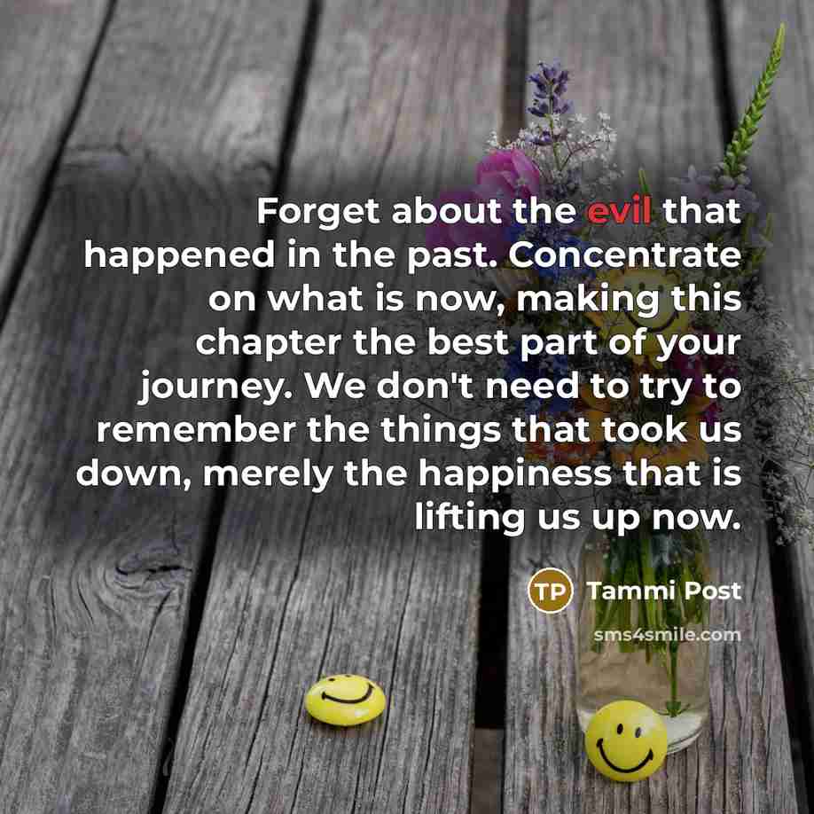 “Forget about the evil that happened in the past. Concentrate…” quote by Tammi Post
