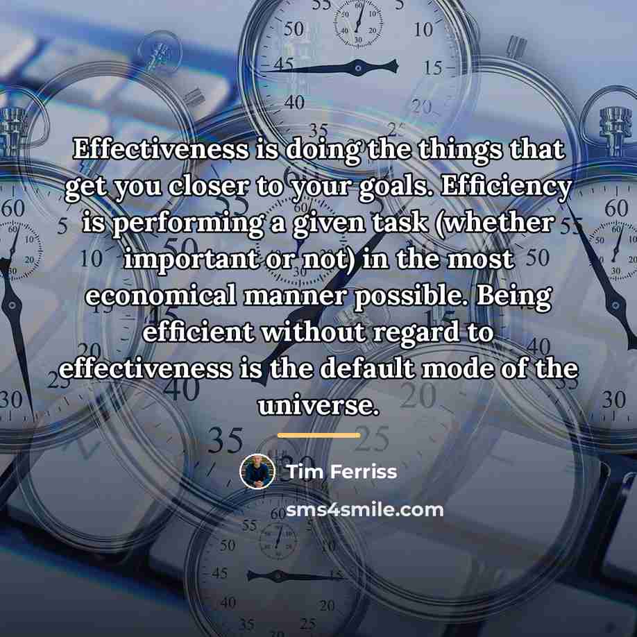 “Effectiveness is doing the things that get you closer to…” quote by Tim Ferriss