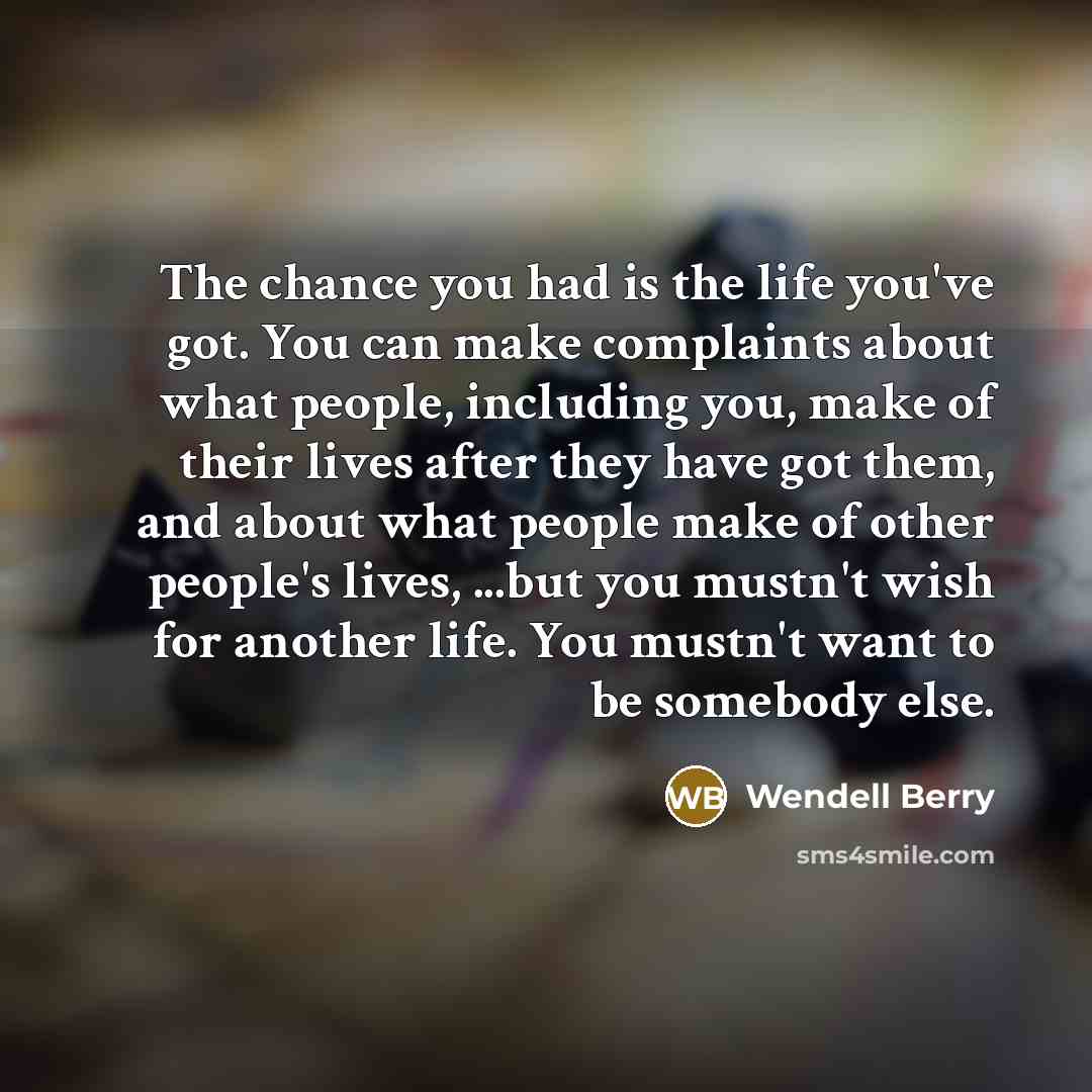 “The chance you had is the life you've got. You…” quote by Wendell Berry