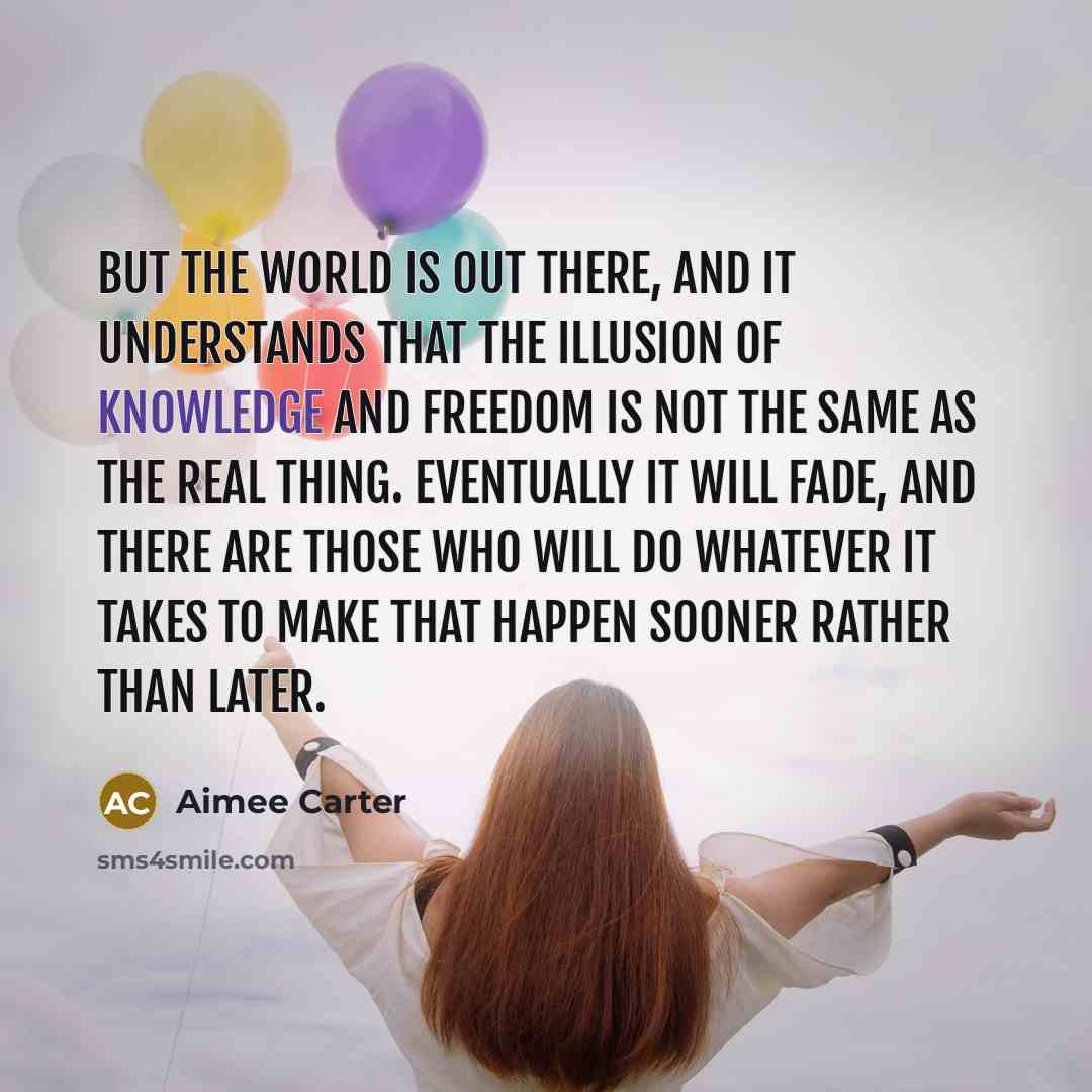 “But the world is out there, and it understands that…” quote by Aimee Carter