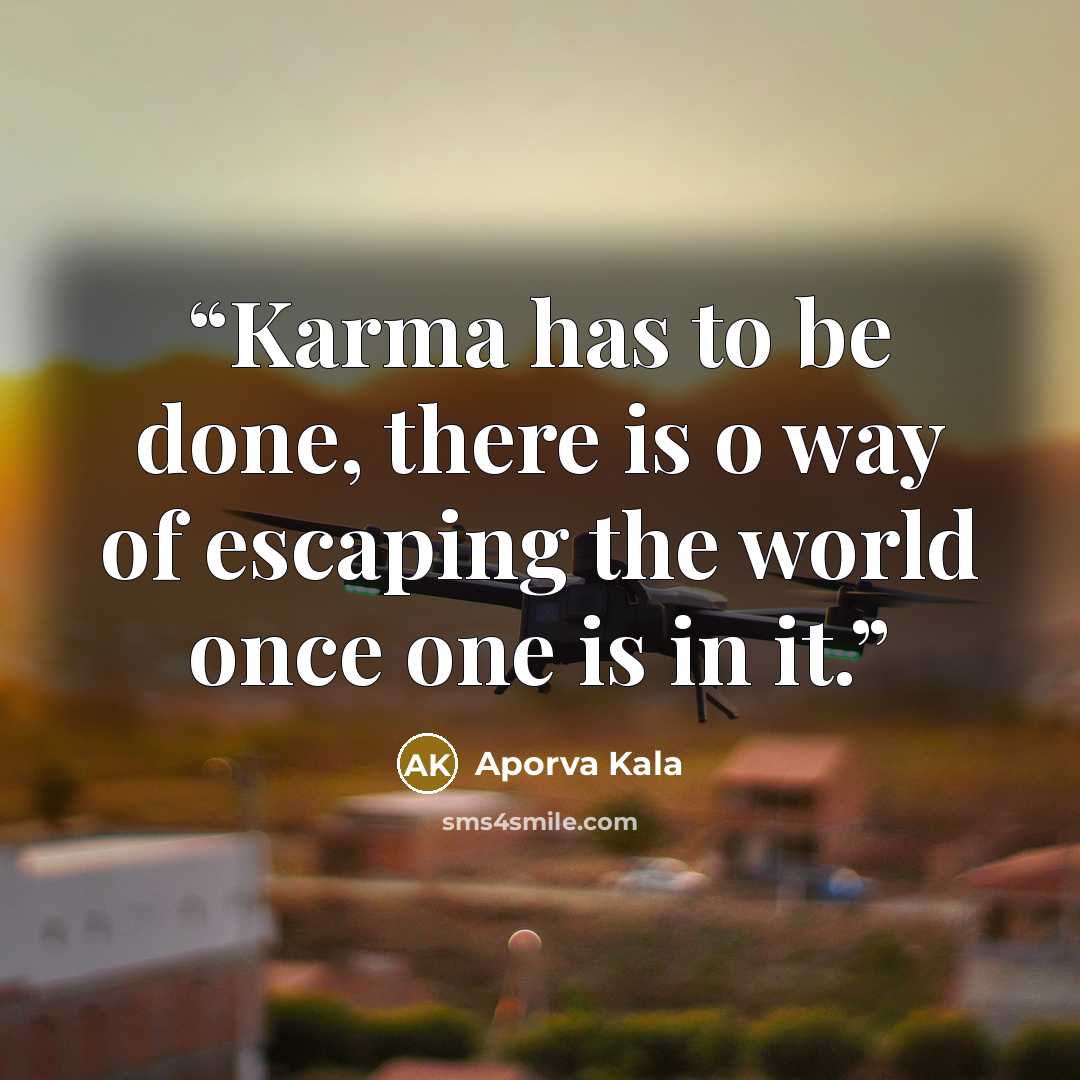 “Karma has to be done, there is o way of escaping the world once one is in it.” quote by Aporva Kala